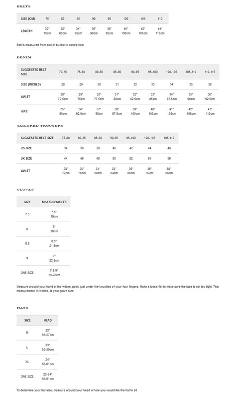 burberry fashion size chart